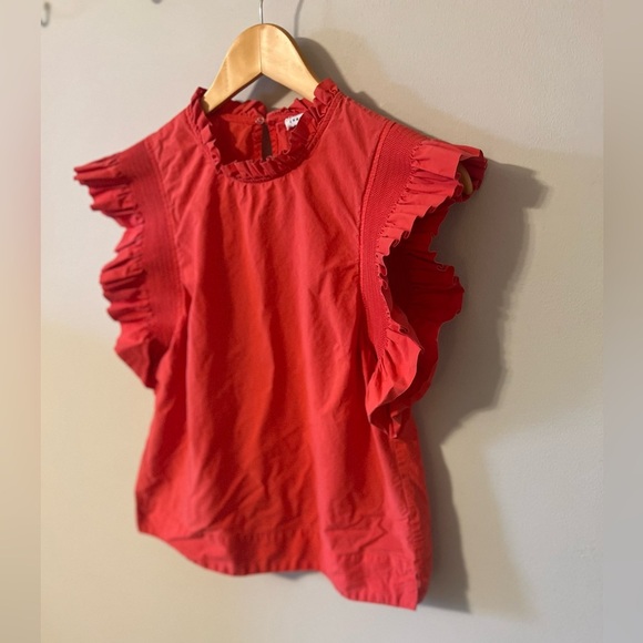 Anthropologie English Factory Ruffle Top in Poppy Red Small - Picture 2 of 10